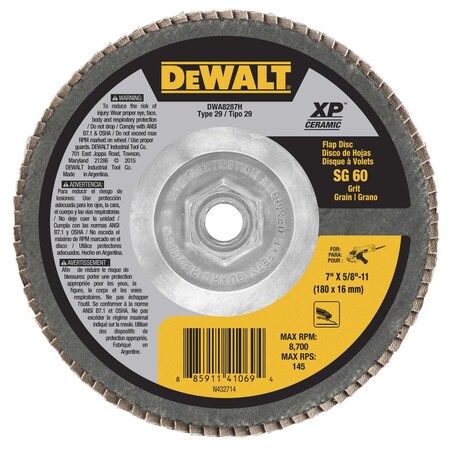 Dewalt 7" x 5/8"-11 60G T29 XP CER FLAP DISC DWA8287H