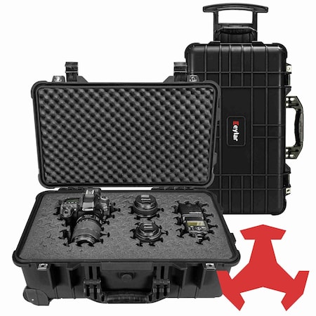Eylar 22in Carry-On Roller Hard Case With Ragar Reconfigurable & Reusable Crosslinked Foam Insert SA00034-BLK-RG-XP