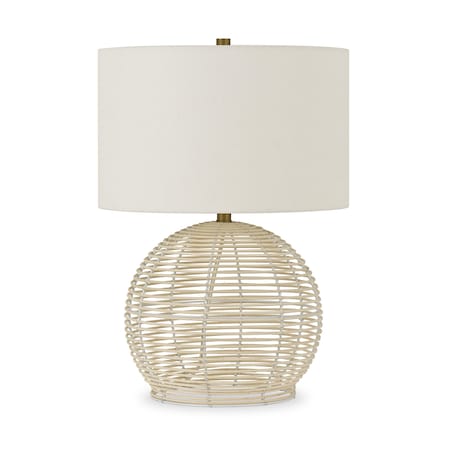 Homeroots 21" Natural Rattan Table Lamp With White Drum Shade 524282