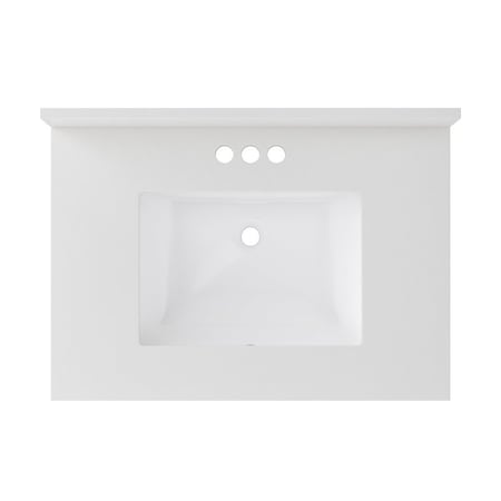 Craft + Main Vanity Top, 22 in OAL, 31 in OAW, Ceramic/Quartz, Snow White, Undermount Sink, 1-Bowl QZ31224SWR