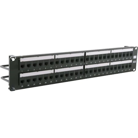 Hubbell Premise Wiring Hubbell HPJ6A48 CAT6A Jack Panel with Cobra-Lock Termination, 48-Port, Black HPJ6A48