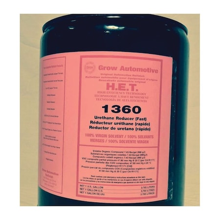 Grow Automotive Fast Urethane Reducer, 5 Gallon Pail 1360/PL