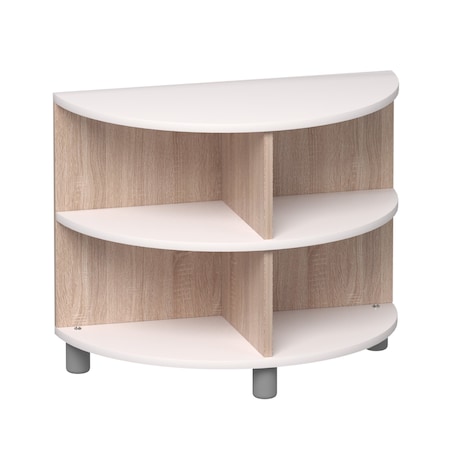 Beleduc By Playwell Genova 28.3inx14.2in Low 2-Layer End Unit, Modular White/Oak HPL, Space-Saving, 22.9inH, 3+ 846056