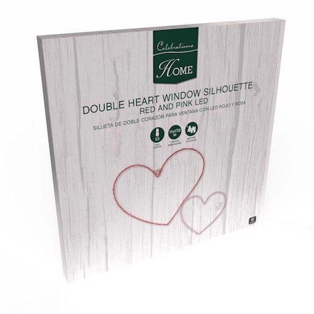 Celebrations Double Heart Silhouette Window Decor Metal 1 pk 14-03026A