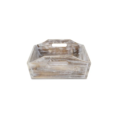 Homeroots White Rustic Finish Wood Serving Tray With Handles 379870