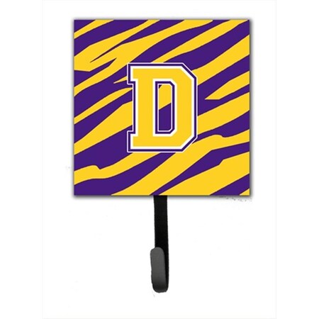 Carolines Treasures Initial D Tiger Stripe - Purple Gold Leash Holder Or Key Hook CJ1022-DSH4
