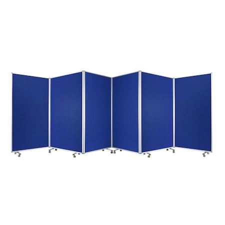 Homeroots 71" Blue Iron Folding Six Panel Screen Room Divider 370384
