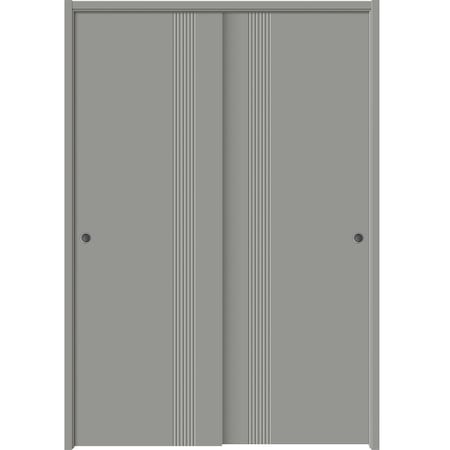 Sartodoors Sliding Closet Bypass Doors 56 x 80 inches, BASIC 0111 Dove Grey, Rails Hardware Set, Wood Solid BASIC0111DBD-MAG-56