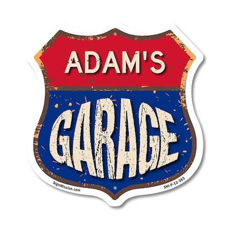 Signmission Adam's Garage, 12 Inch X 12 Inch, Plastic Sign SHI-P-12-383-ADAM