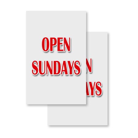 Signmission Open Sundays, Vinyl Decals Only 24 Inch x 36 Inch, Vinyl Decal, 2PK DSB-2436-2PACK-Open Sundays