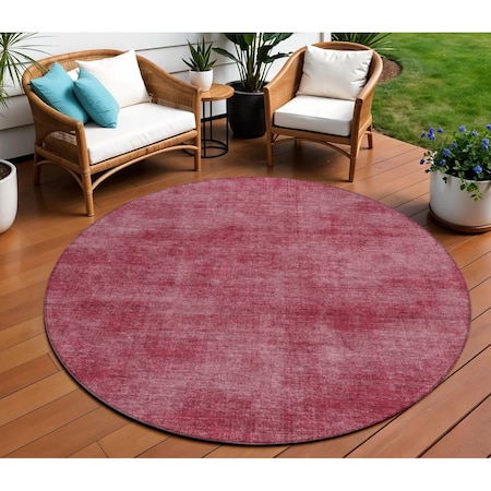 Homeroots 8' Red Round Washable Indoor Outdoor Area Rug 598814