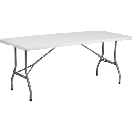 Flash Furniture Rectangle Folding Table, Plastic Top, White RB-3072FH-GG
