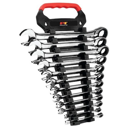 Performance Tool 12 pc. SAE Ratcheting Wrench Set, Chrome Vanadium, 100 Tooth W30641