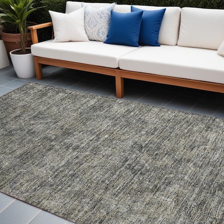 Homeroots 10' X 14' Brown and Black Oriental Washable Non Skid Indoor Outdoor Area Rug 563825