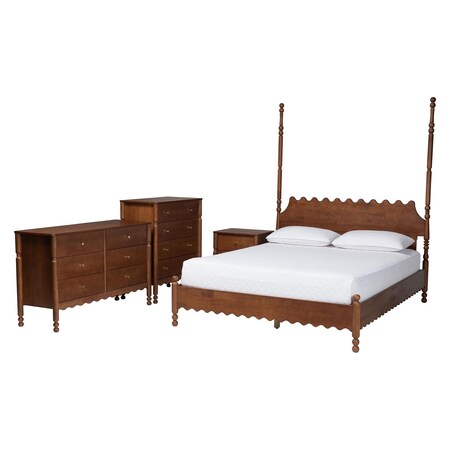 Baxton Studio Hoffman Scalloped Bedroom Set with Chest, Walnut Brown, Queen 272-14820-14821-14822-14823-ZORO