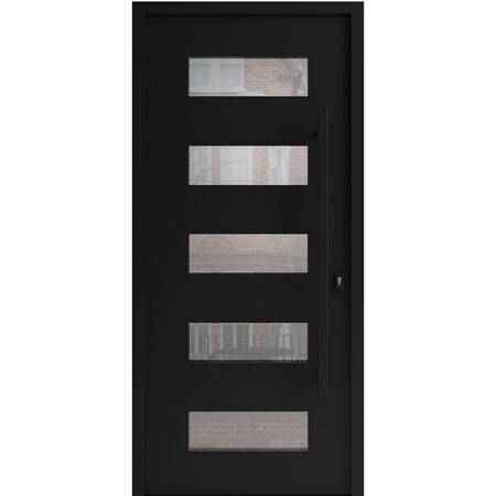Vdomdoors Aluminum Door Iron 0255 Black Entry Steel Metal Classic Painted 36 x 80 (36 x 80)-Right Inswing IRON0255EXD-BLK-W36xH80-RH-I