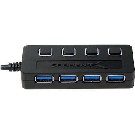Sabrent HB-UM43 4 Port USB 3.0 Hub with Power Switches; Black HB-UM43