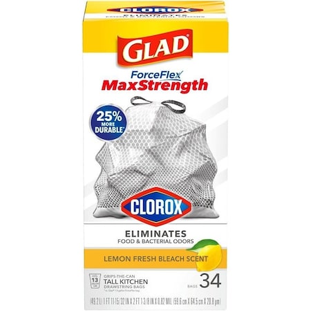 Glad Kitchen Trash Bag, Tall, 13 gal, 34PK 79297