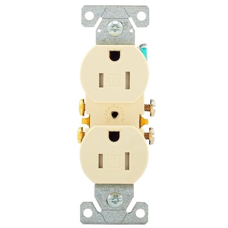 Eaton Wiring Devices Straight Blade Receptacle, 5-15R, 15 A, 125V AC, 2 Pole, 3 Wire, Flush Mount, Grounded TR270LA-BOX