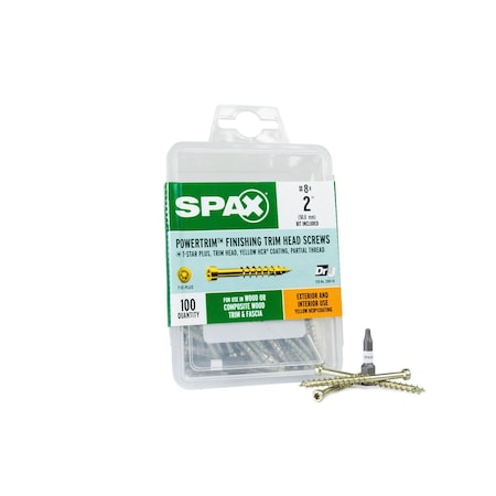 Spax #8 x 2 in Exterior / Interior Finish Partial Thread Powertrim Trim Head T-Star Plus, 100PK 42318704005068