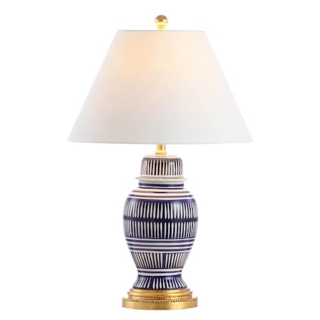 Jonathan Y Reed 27" Ceramic/Iron Modern Coastal LED Table Lamp, Navy JYL6611A