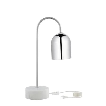 Homeroots 21" Silver Metallic Iron Desk Table Lamp With Silver Metallic Bell Shade 530920