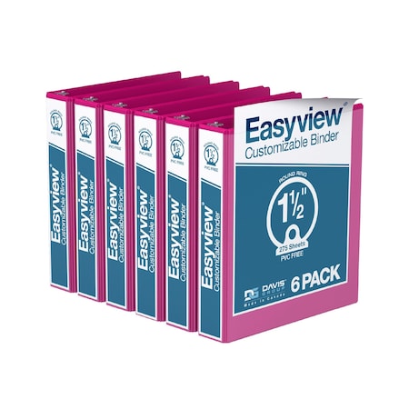 Davis Group Easyview Premium, Round Ring, Customizable, View Binder, (Pink, 1.5"), PK6 8412-43-06