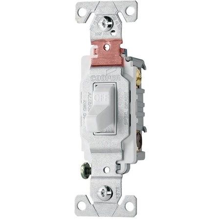 Eaton Wiring Devices Toggle Switch, 20 A, 120/277 V, Lead Wire Terminal, Nylon Housing Material, White CS220W