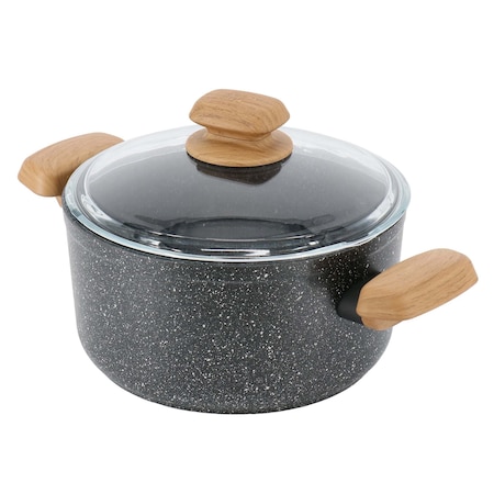 Korkmaz Montana 2 Piece 5 Liter Aluminum Nonstick Casserole Dish with Lid and Faux Wood Handles A1242