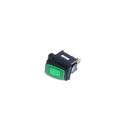 Switch Components IP65 Mini Rocker, 3P SPST OFF-ON, Green LED RF3-1A-DC-2-GL