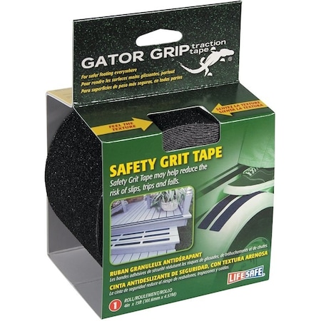 Incom Safety Grit Tape, 15 ft L, 4 in W, PVC Backing, Black RE3952