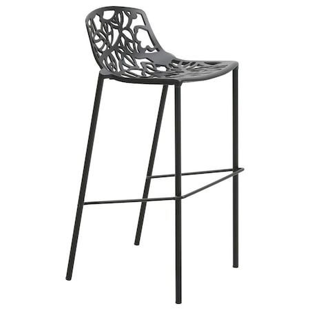 Leisuremod Devon Mid-Century Modern Aluminum Bar Stool with Powder Coated Frame and Footrest, Black DB31BL