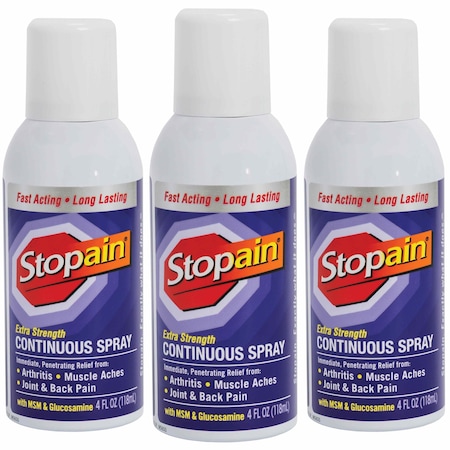Stopain Extra Strength Topical Pain Relief, 8% Menthol, 3oz Spray, 3PK 5-850-023