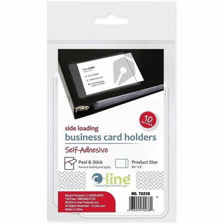 C-Line Products SelfAdhesive Business Card Holders, No Color, 10PK CLI70238