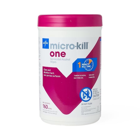 Medline Micro-Kill One Germicidal Alcohol Wipes, Reclosable Canister, 160-Count, 6in x 6.7in MSC351300H