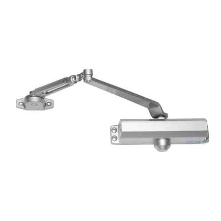 Global Door Controls Commercial Grade 3 Door Closer with Hold Open Arm in Aluminum - Size 3 TC2203-HO-AL