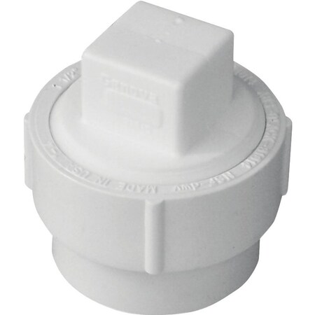 Canplas Cleanout Body with Threaded Plug, 4 in, Spigot x FNPT, PVC, White 193704AS