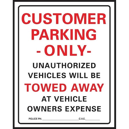 Hy-Ko Parking Sign, Rectangular, BlackRed Legend, White Background, Plastic, 15 in W x 19 in H Dimensions 700