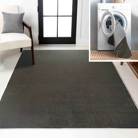 Jonathan Y Twyla Classic Solid Low-Pile Machine-Washable Dark Gray 3 ft. x 5 ft. Area Rug WSH300I-3