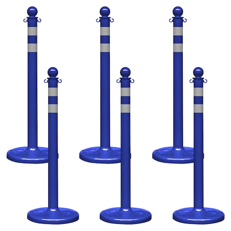 Mr. Chain Blue Reflective Medium Duty Stanchion (6-Pack) 96442-6