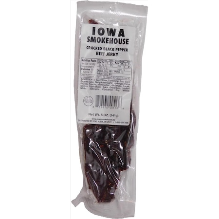 Iowa Smokehouse Cracked Black Pepper Beef Jerky 5 oz Packet IS-5JP