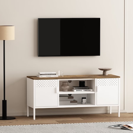 Manhattan Comfort Landen 47in TV Stand in White TV010-WH