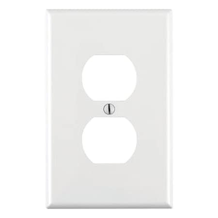 Leviton Wall Plate, Duplex Outlet, White, Nylon PJ8-W
