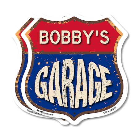 Signmission Bobby's Garage, 12 inch X 12 inch, Plastic Sign, 2PK SHI-P-2PACK-12-383-BOBBY