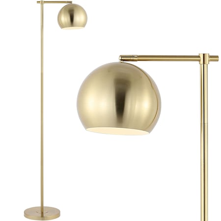 Jonathan Y Eva 58.5" Modern Contemporary LED Floor Lamp with Metal Globe Shade, Brass Gold JYL3088A