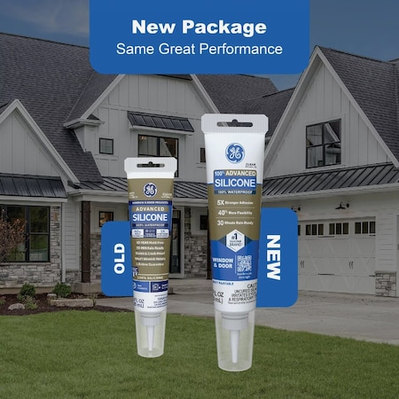 Ge Advanced Silicone Window & Door Sealant Clear 2.8 Oz. Tube 2810435