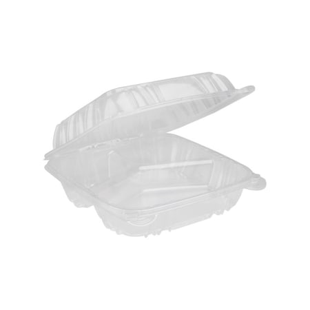 Pacitv 8 in. Sensation Hinged Lid 3-Compartment Container, Clear YCI821230000