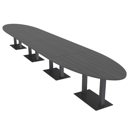 Skutchi Designs Oval Conference Table With Power, 48 in W, 264 in L, Grey HAR-OVL-48X264-DOU.BK-WA7949-NA