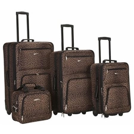 Rockland 4 PC BLUE LEOPARD LUGGAGE SET - BLUELEOPARD F125-BLUELEOPARD