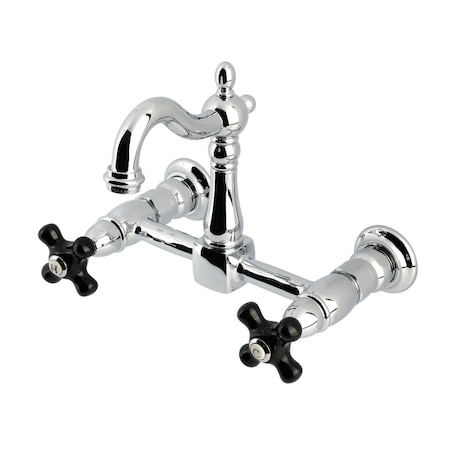 Kingston Brass Two-Handle Wall Mount Bridge Kitchen Faucet, Polished Chrome KS2441PKX
